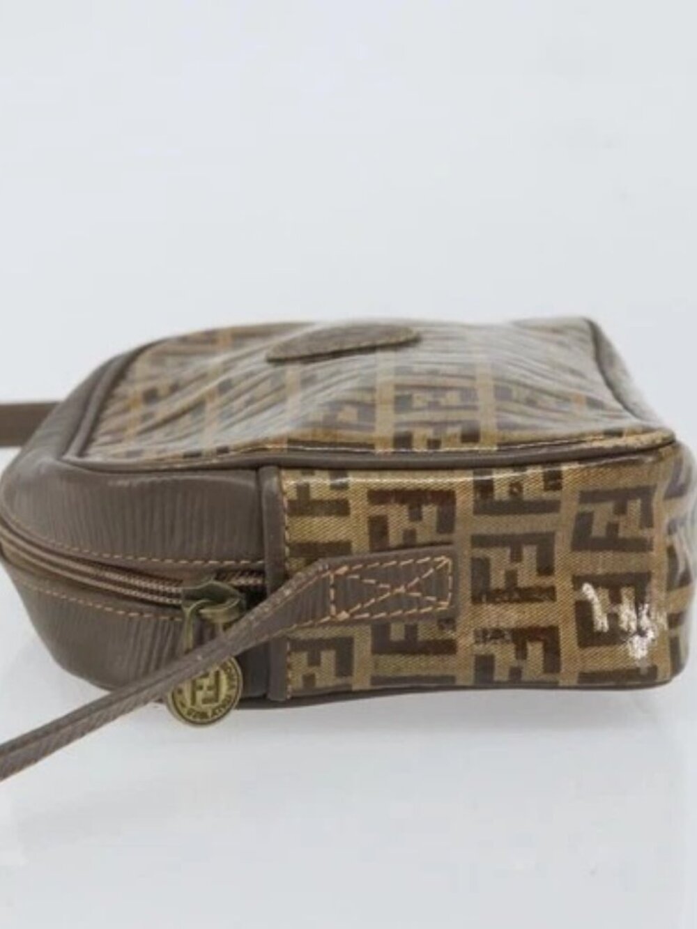 FENDI Zucchino Canvas Shoulder Bag Beige Auth - Picture 4 of 16